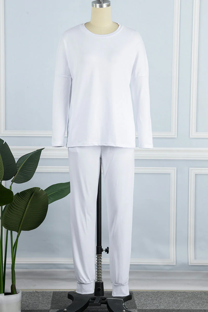 Guillermina | Casual solid color asymmetrical long sleeve O-neck two piece suit - Image 17