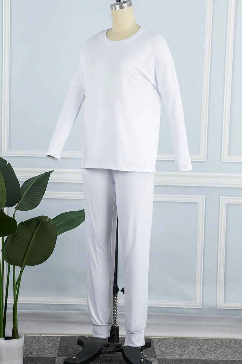 Guillermina | Casual solid color asymmetrical long sleeve O-neck two piece suit - Image 18
