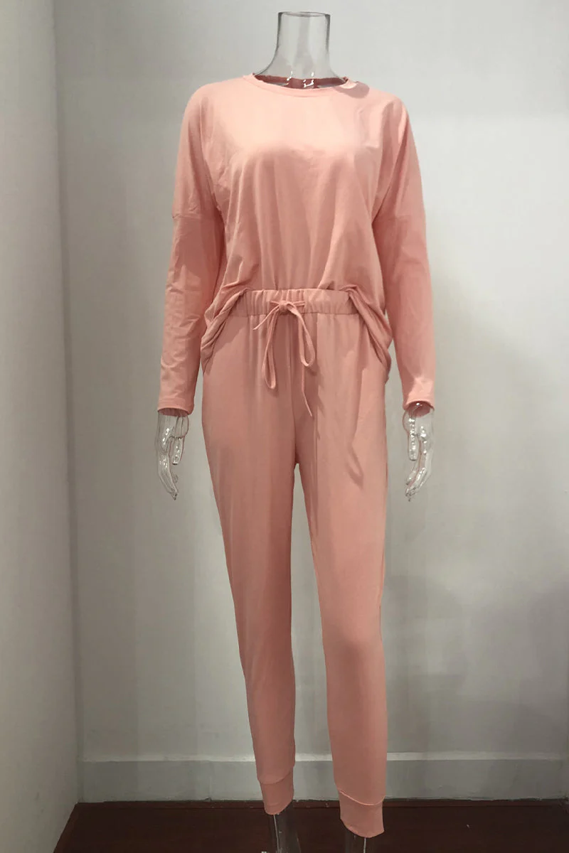Guillermina | Casual solid color asymmetrical long sleeve O-neck two piece suit - Image 25