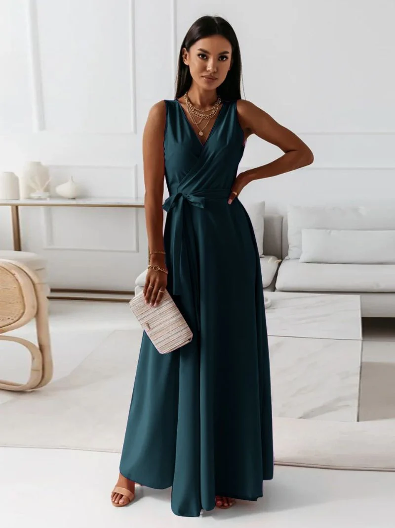 Guillermina® | Women'S Solid Color V-Neck Long Dress - Image 2