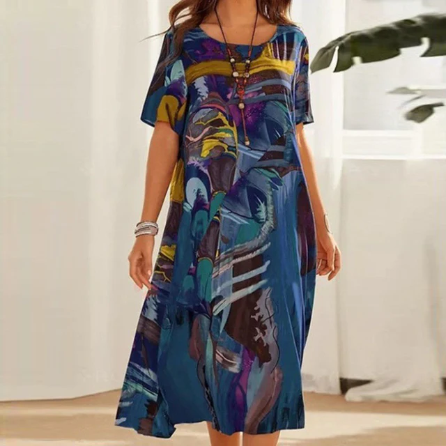 Gwen® | Half Sleeve Hand Painted Dress - Image 5