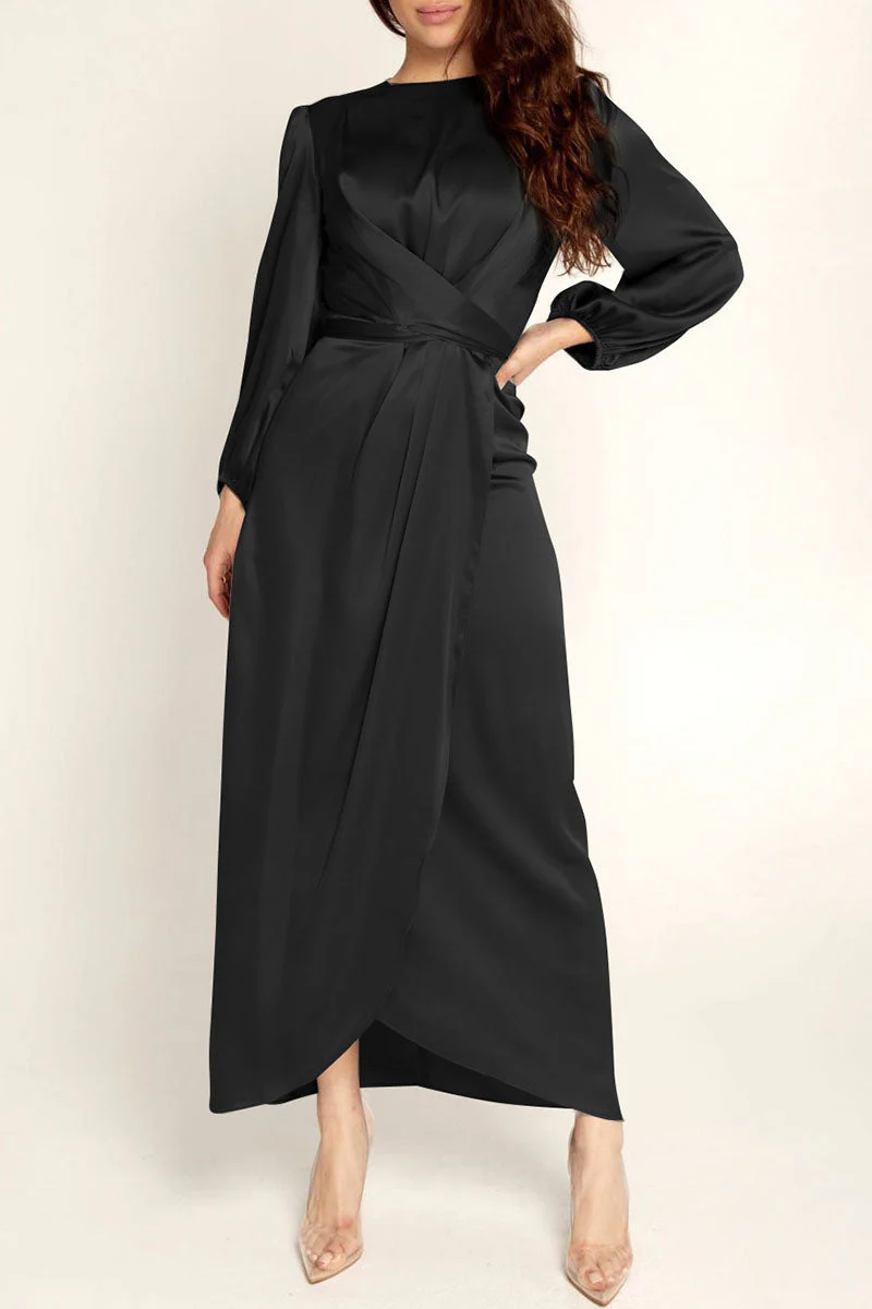 Hana | Fashion Stars Solid Patchwork O-Neck A-Line Dresses - Image 9