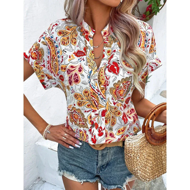 Hana® | Women'S Blouse With Lively Pattern And Short Sleeves - Image 3