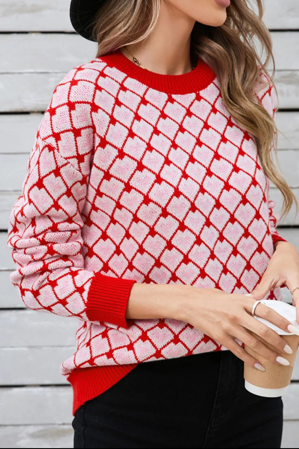 Hannah | Contrasting crew neck sweater with dropped shoulders - Image 4