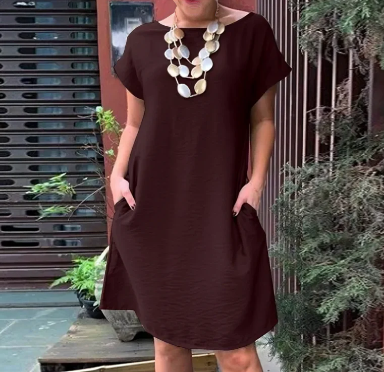 Harper® | Loose Round Neck Short Sleeve Dress - Image 4