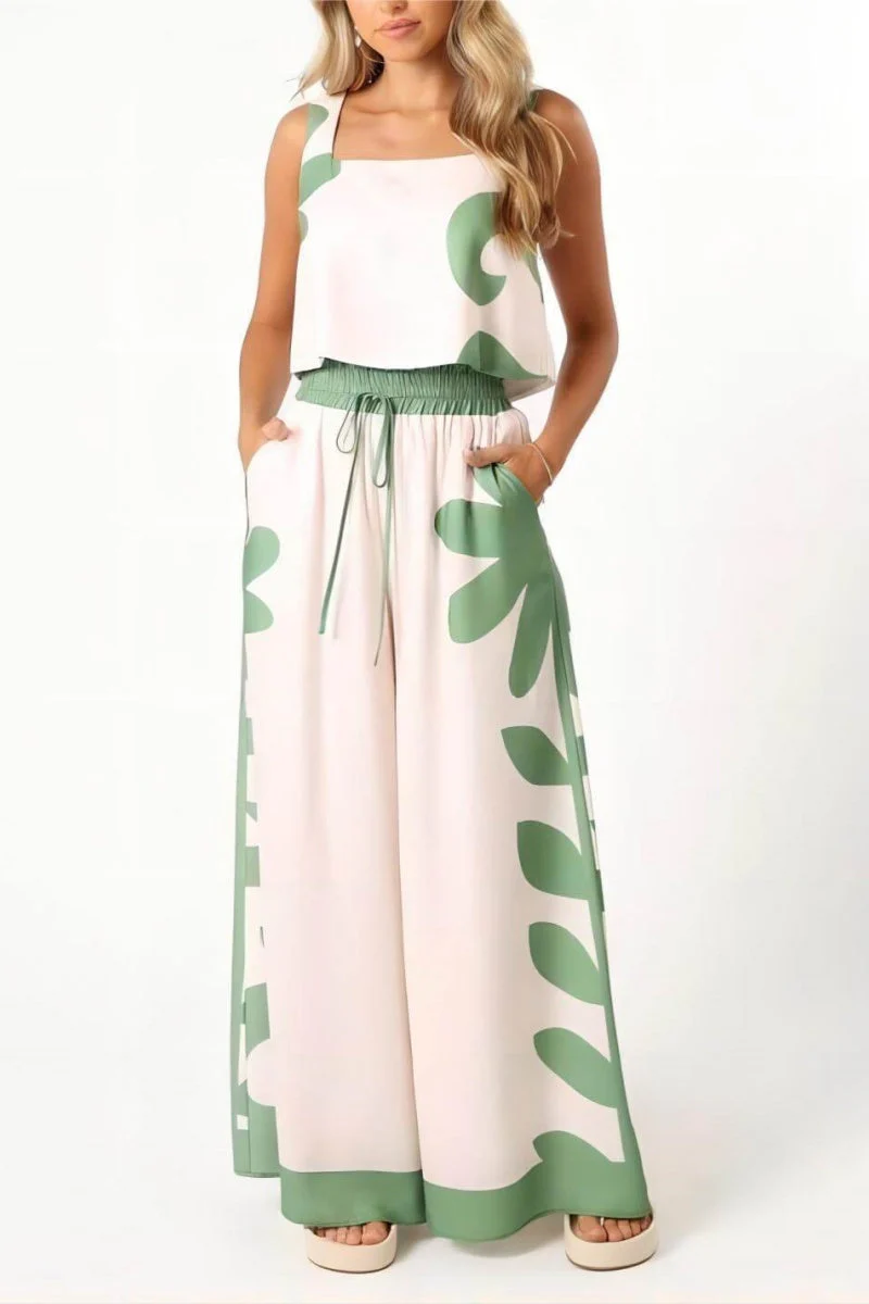Haydée® | Sleeveless Folk Floral Wide Leg Loose Fit Pants Set - Image 3