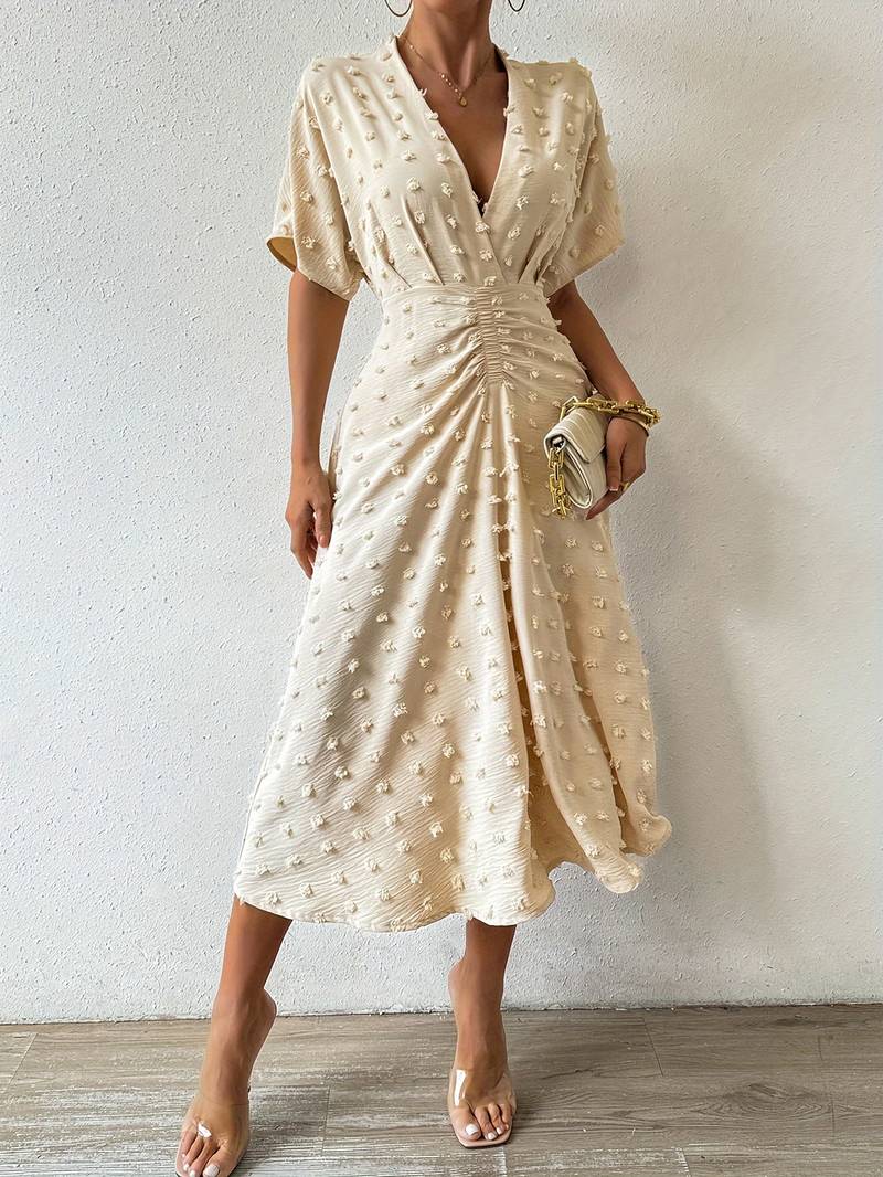 Heather® | Elegant Swiss Dot Ruffle Dress