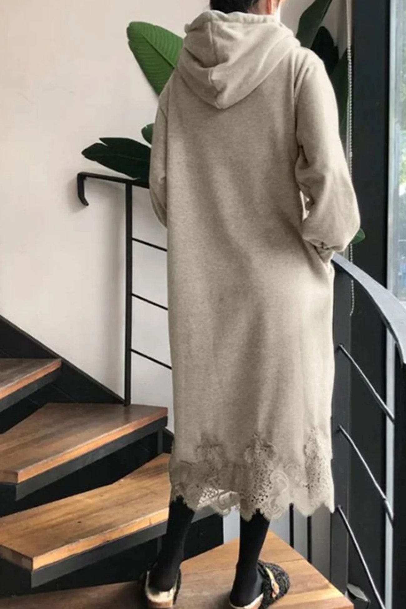 Hedwig | Hooded dress with lace hem - Image 3