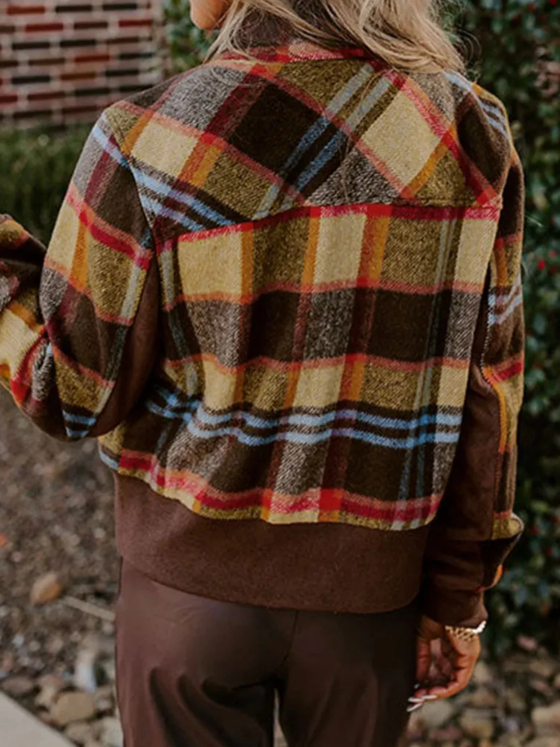 Heidi | Checked long sleeve jacket with pockets - Image 2