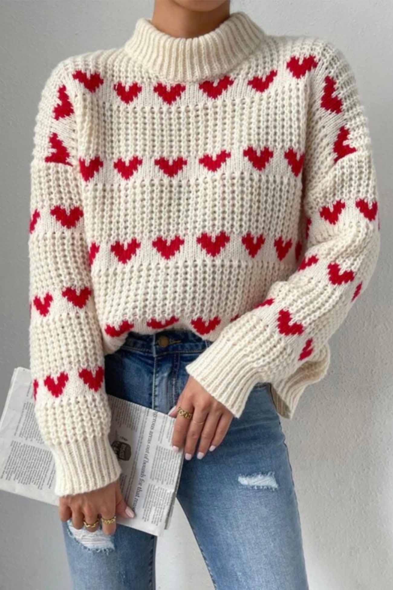 Heidi | Heart jacquard knit sweater