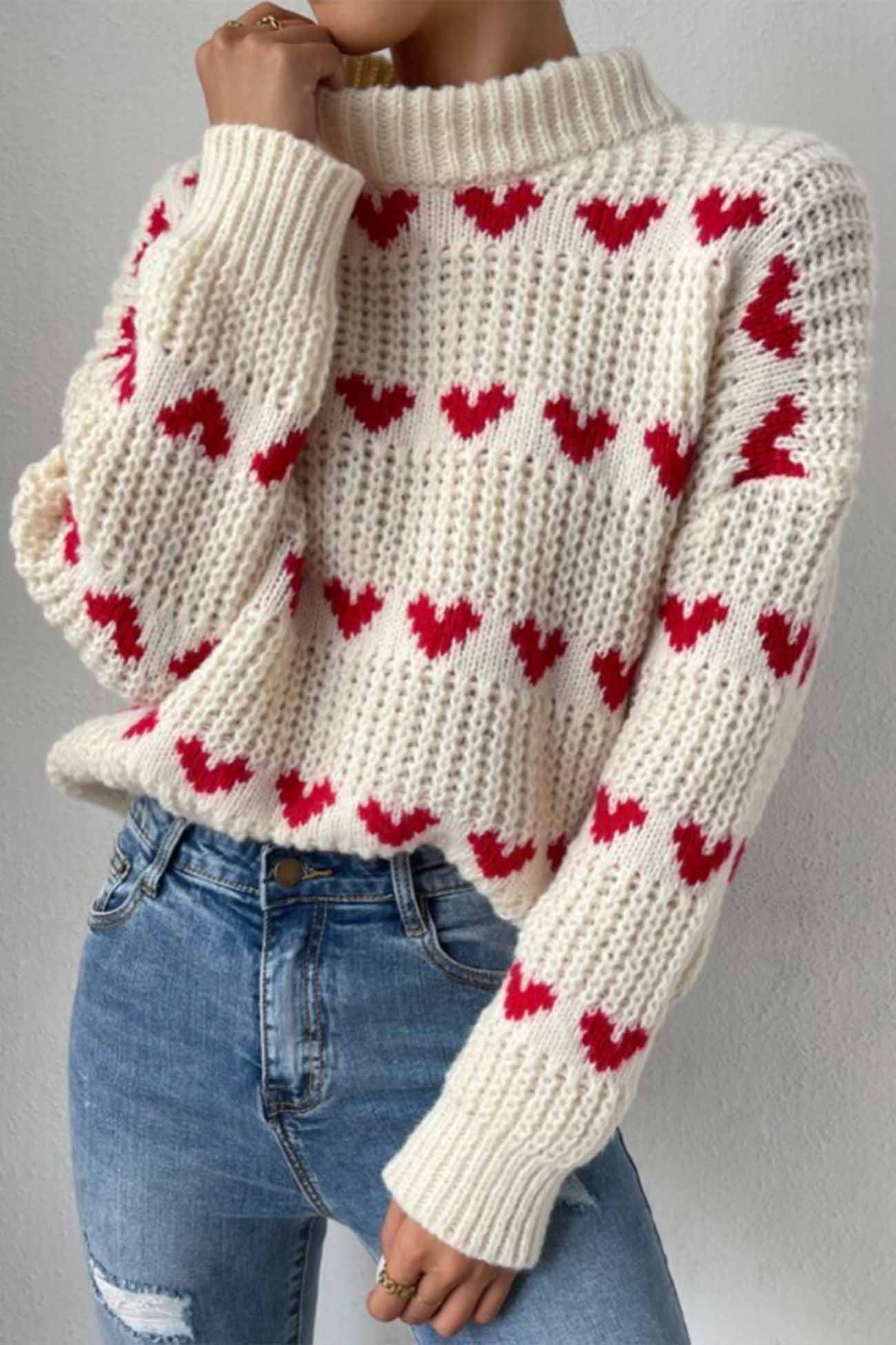 Heidi | Heart jacquard knit sweater - Image 4