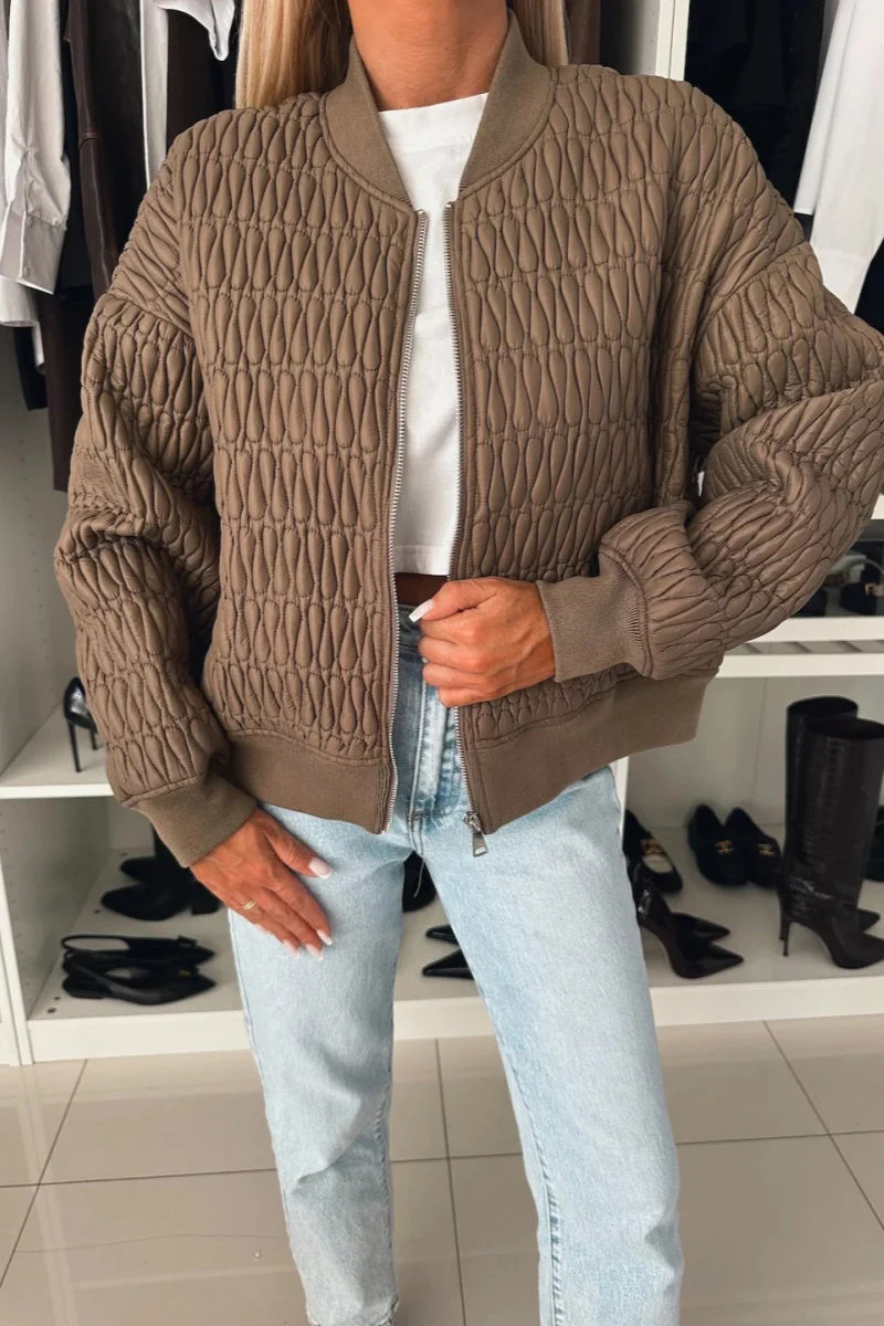 Helena | Casual, solid color outerwear with a stand-up collar and zipper