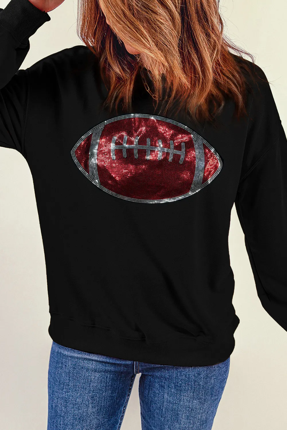 Helene | Sequin football long sleeve sweatshirt