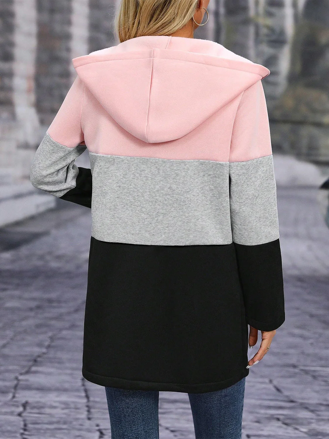Helga | Long sleeve outerwear with hood and color block zip fastening - Image 2