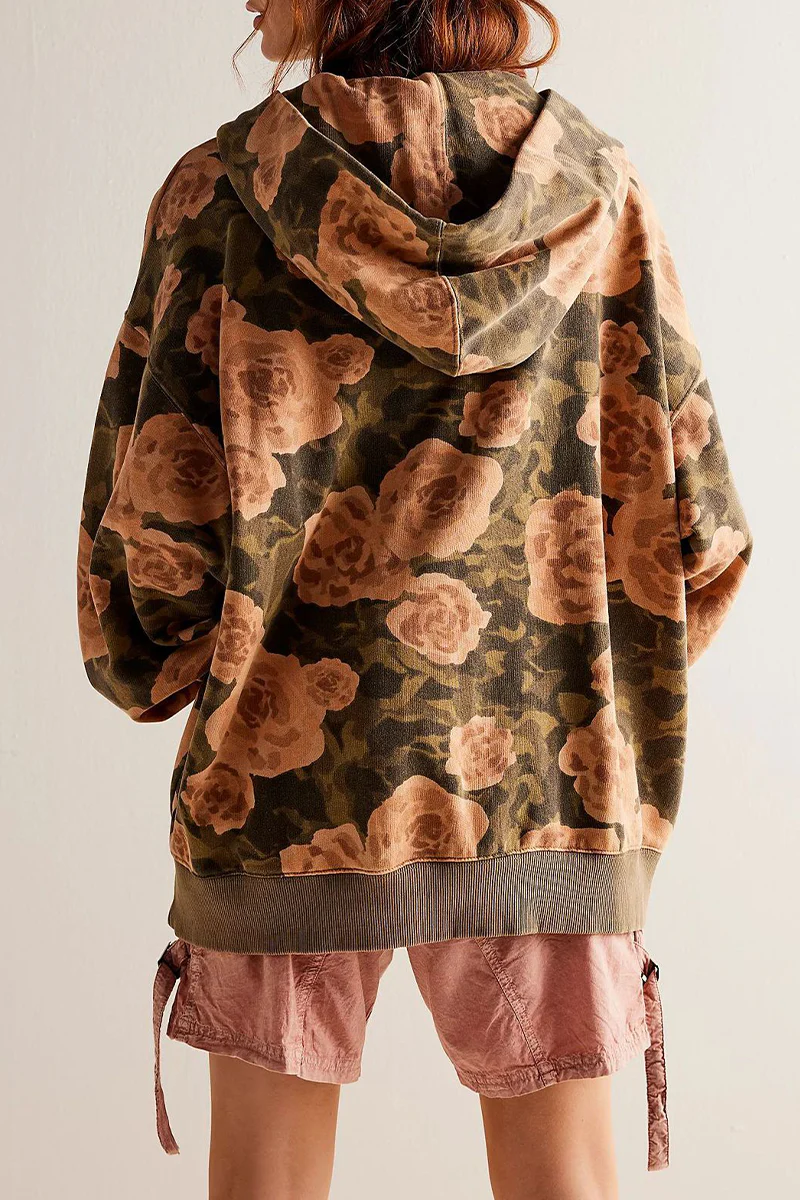 Henriette | Casual Street Flowers hoodie with snakeskin print and leopard pockets - Image 9
