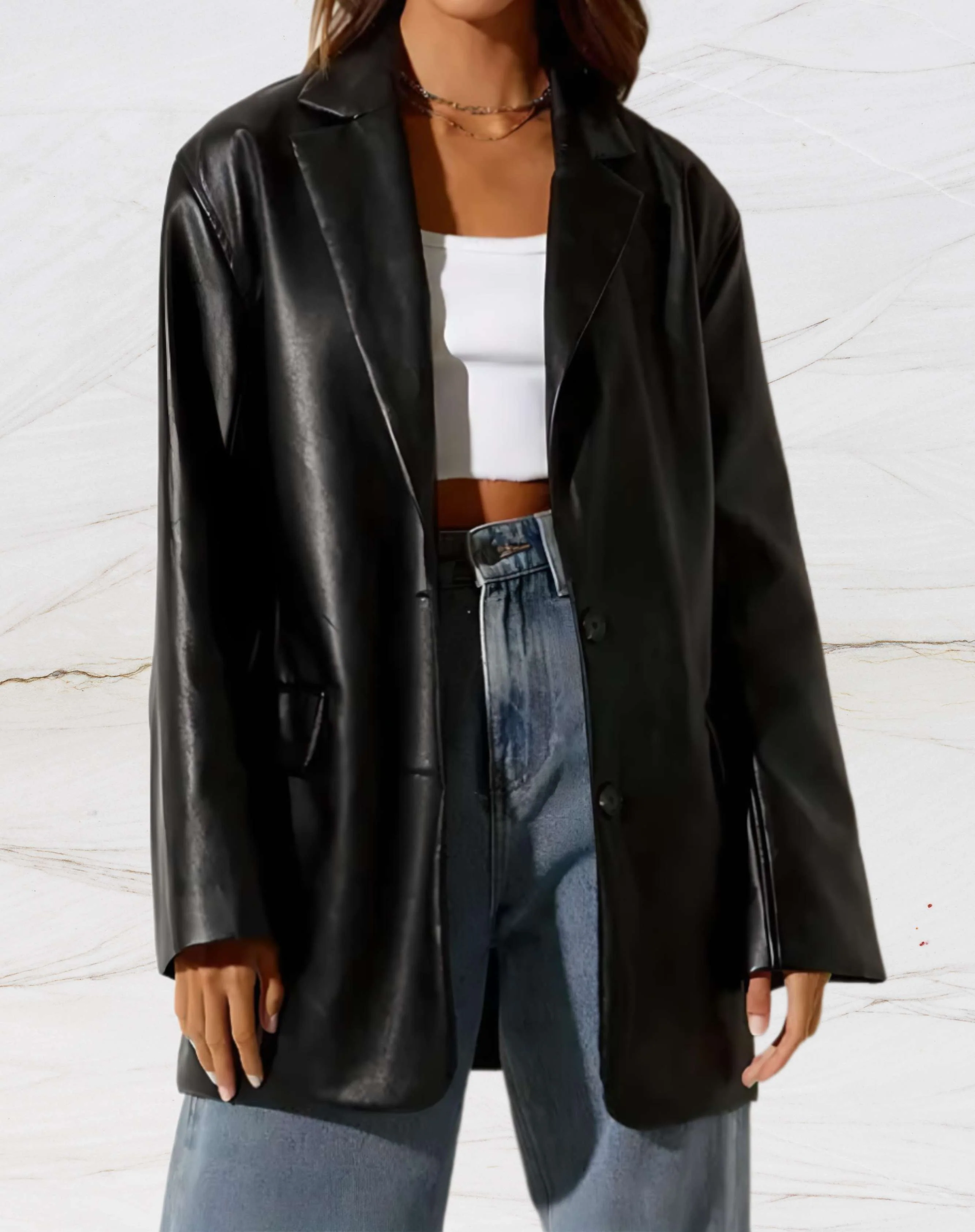 Herma® | Leather jacket with lapel collar