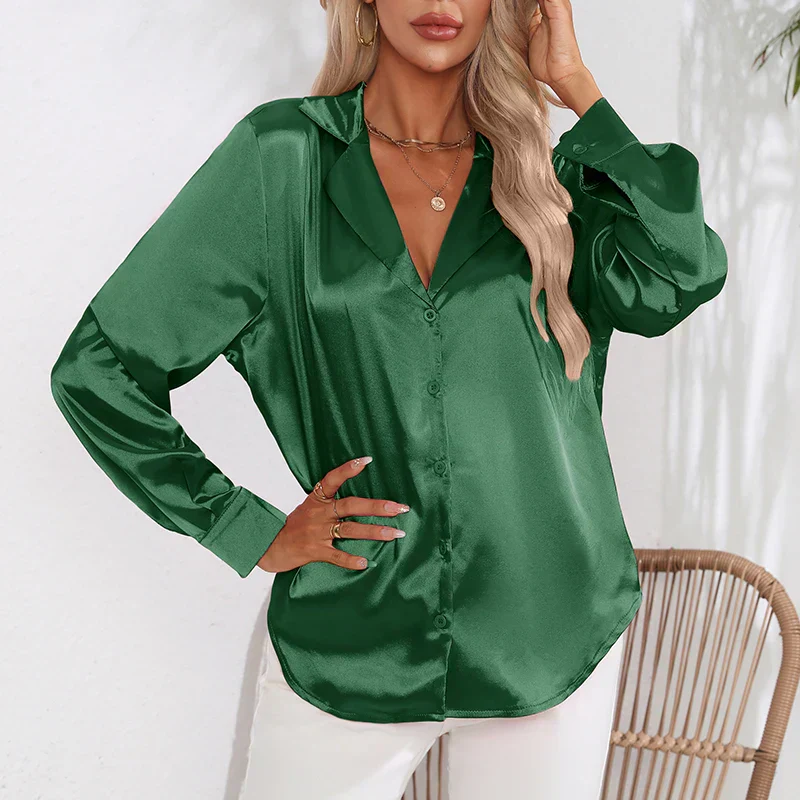 Herminia® | Chemise boutonnée in satin for women - Image 4