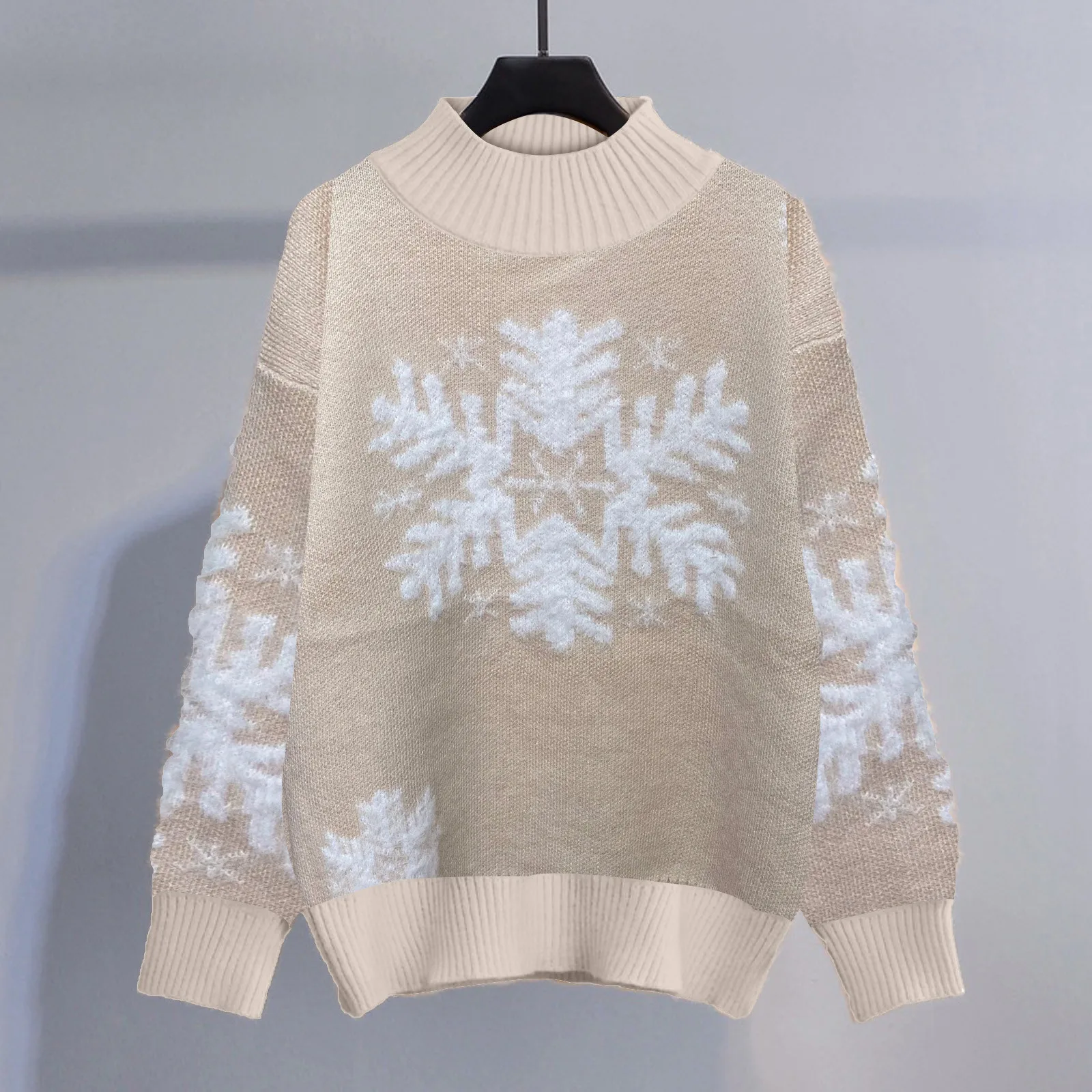 Hilda | Warm knitted turtleneck sweater with snowflake embroidery for women - Image 2