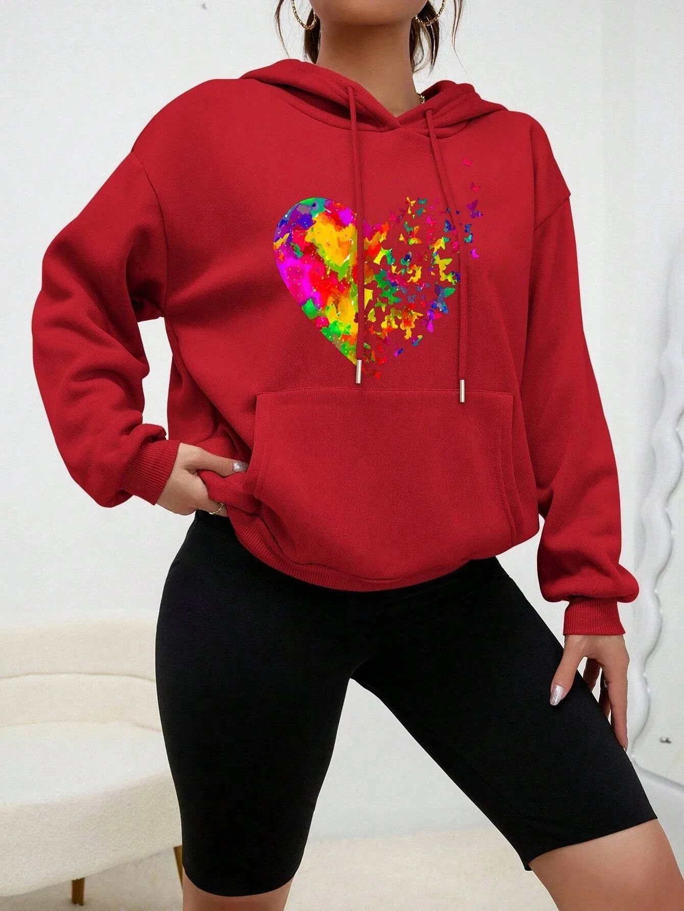 Hildegard | Calypso hoodie with colorful butterfly heart print - Image 3