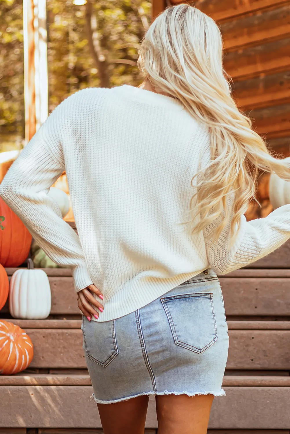 Hildegard | Long-sleeved sweater with pumpkin embroidery - Image 5