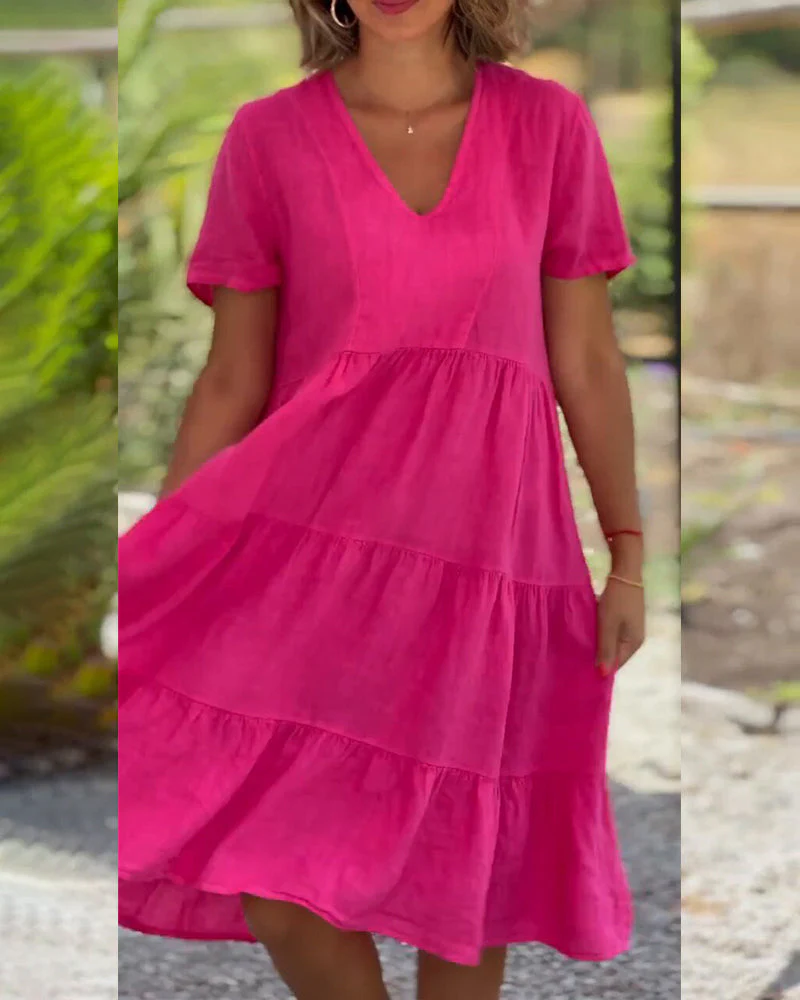Igone® | Cotton Linen Dress With V-Neck