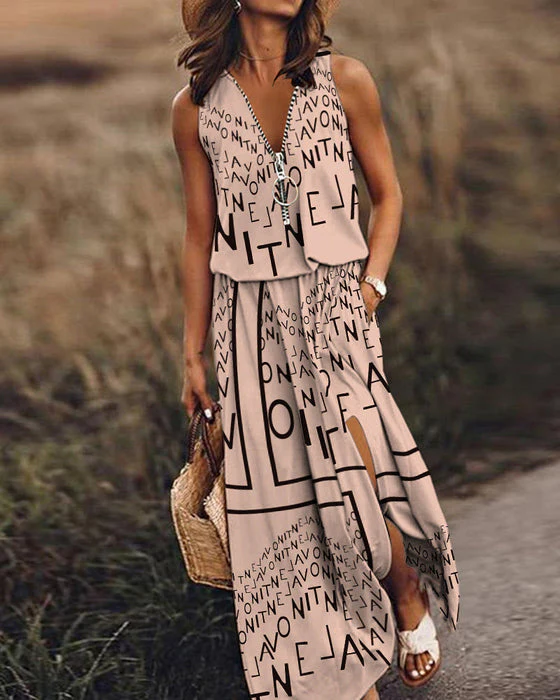 Ihsan® | Letter Pattern Sleeveless Dress - Image 3