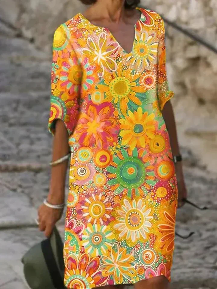Ileana® | V-Neck Dress With Floral Print
