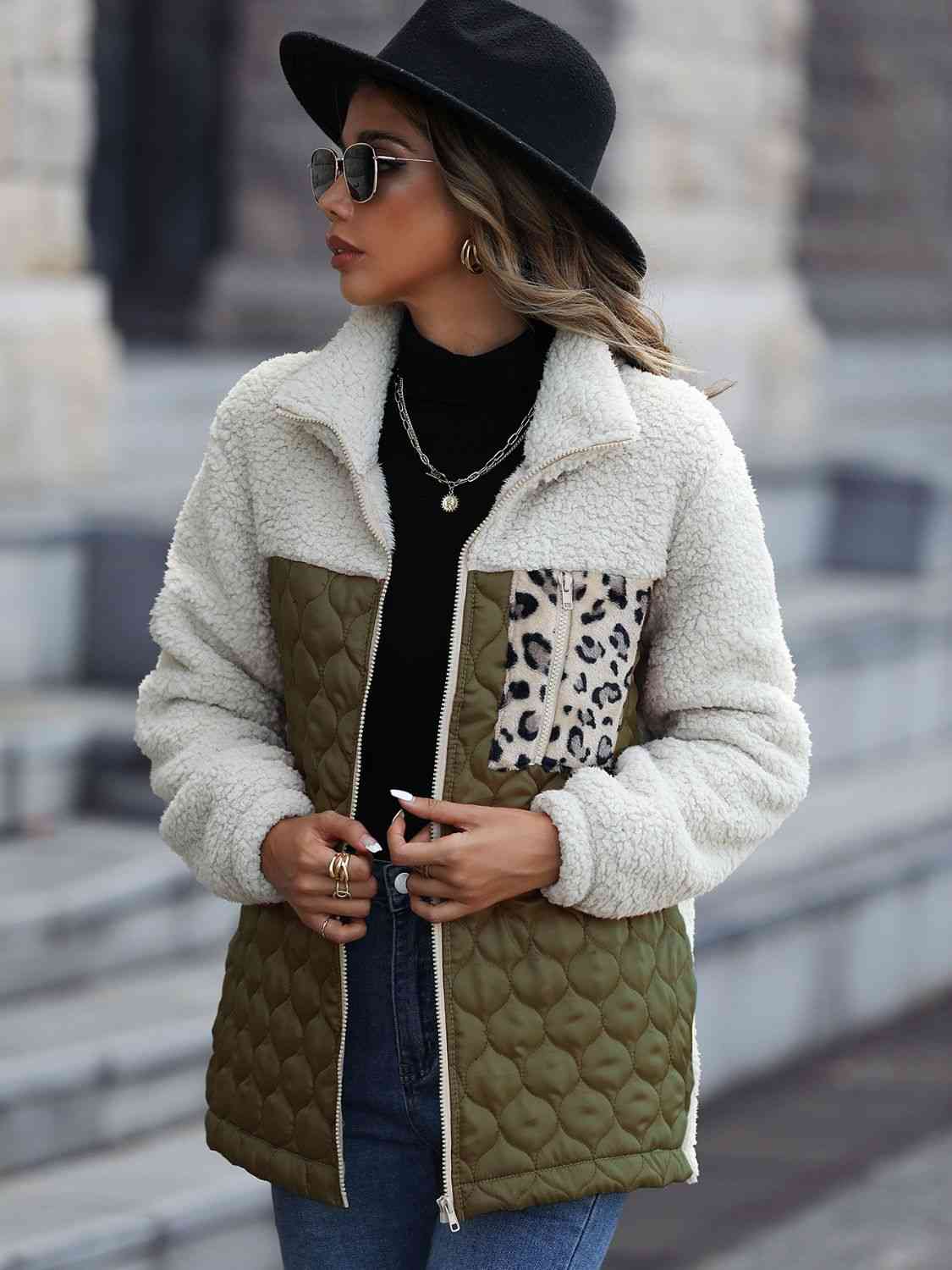 Iliana | Annette leopard print color block zip jacket - Image 5