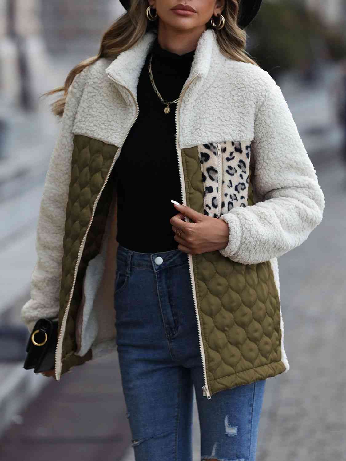 Iliana | Annette leopard print color block zip jacket - Image 6