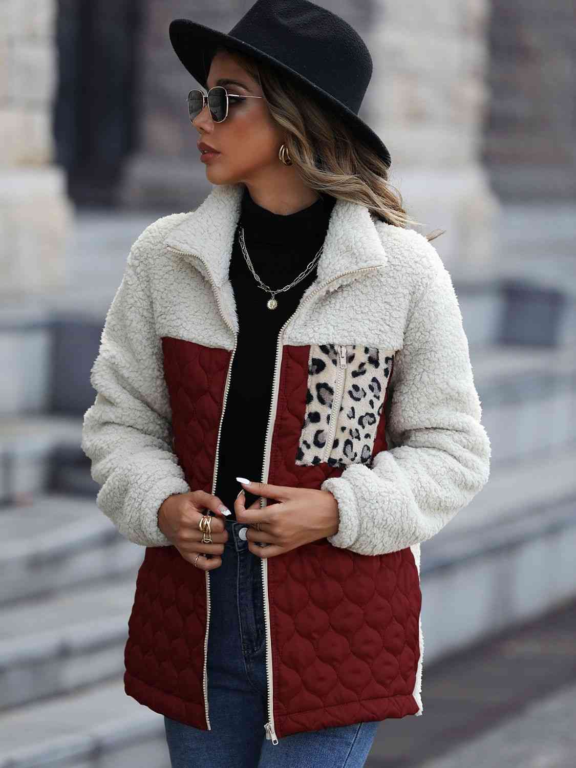 Iliana | Annette leopard print color block zip jacket - Image 7