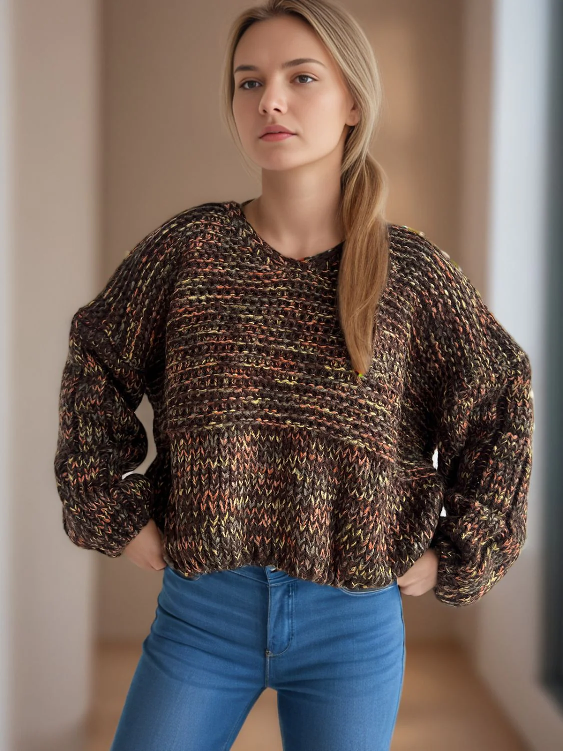 Iliana | Long-sleeved sweater with low shoulders - Image 16
