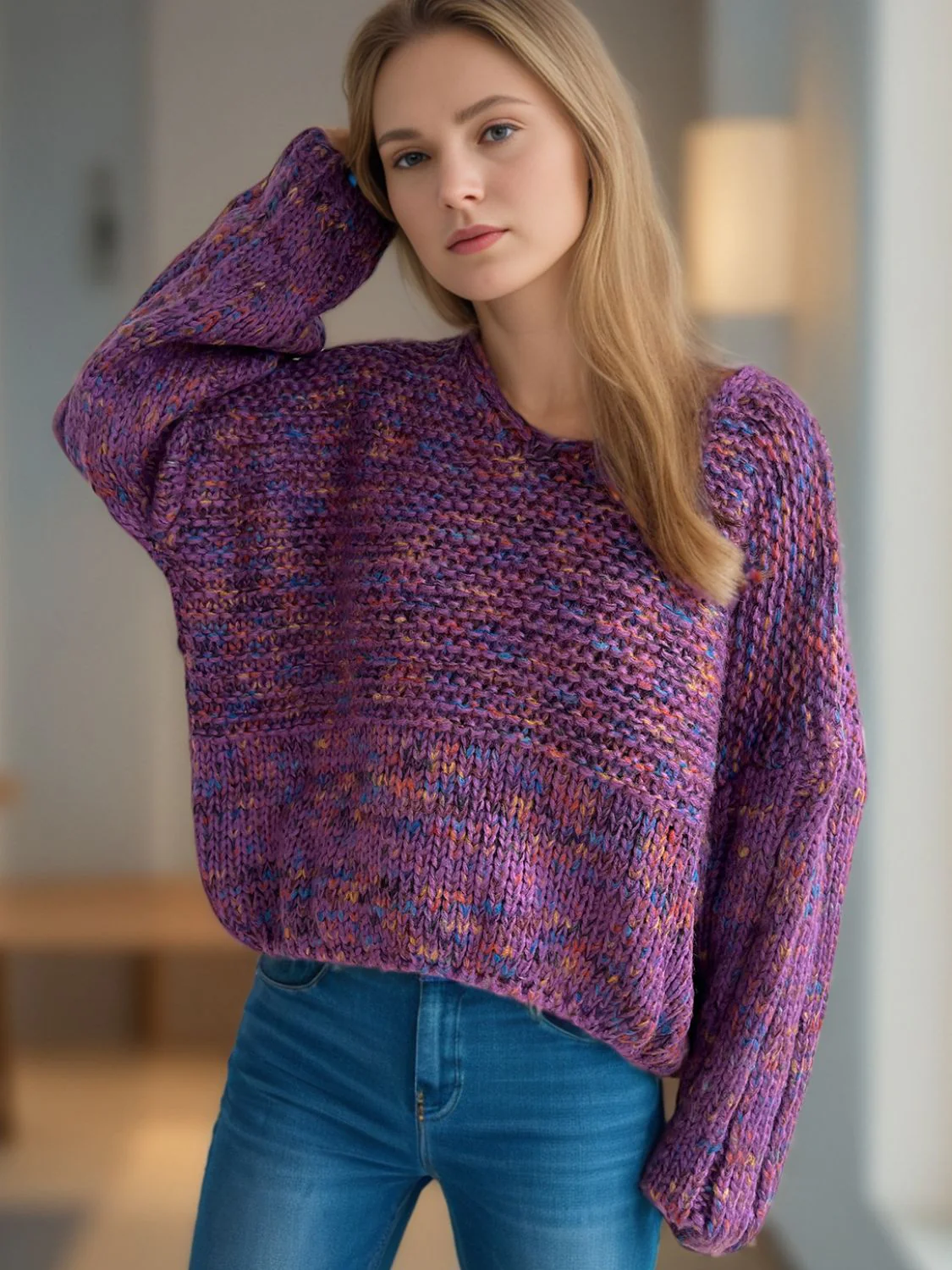 Iliana | Long-sleeved sweater with low shoulders - Image 4