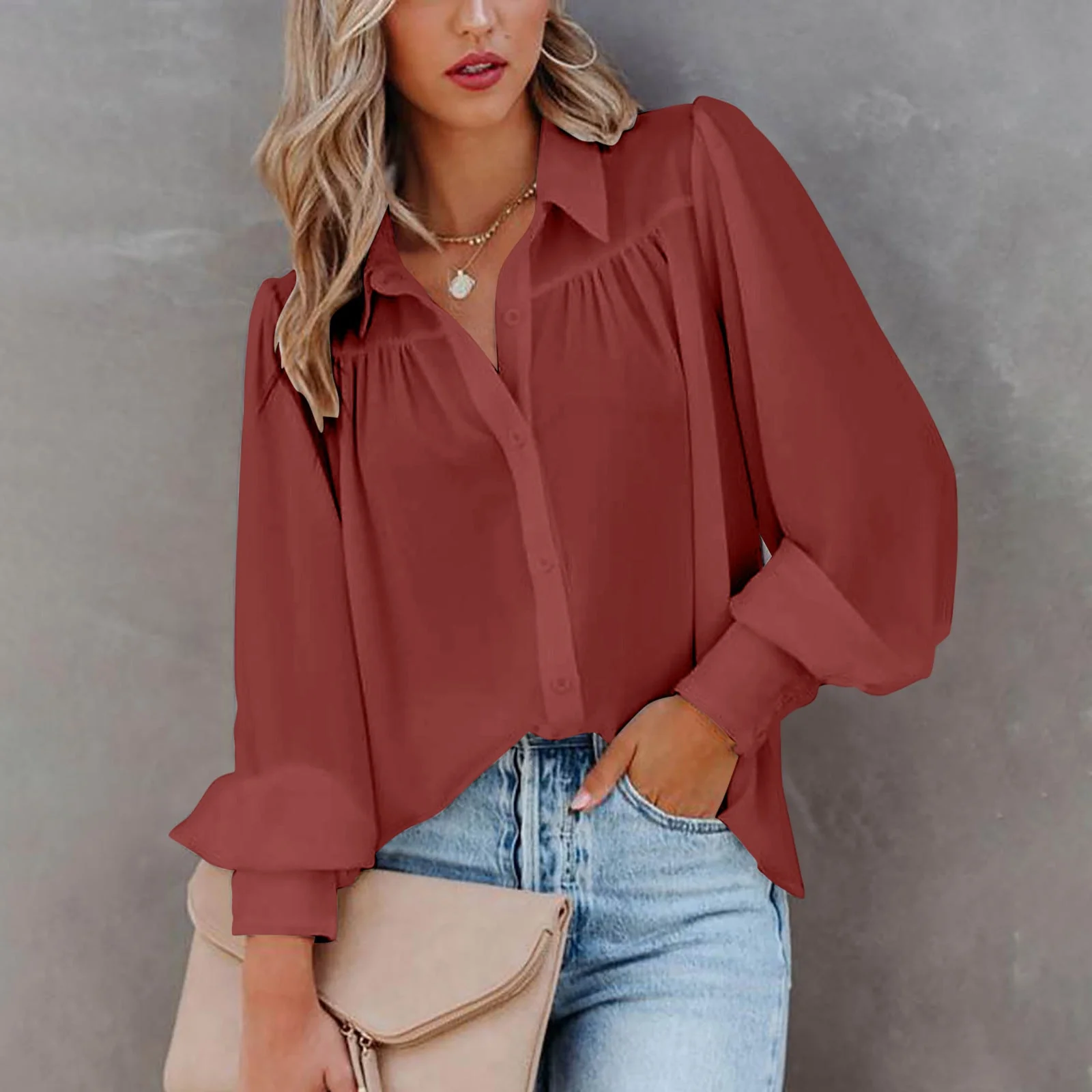 Iliana® | Women'S Blouse With Modern Puff Sleeves And Fine Button Details - Image 8
