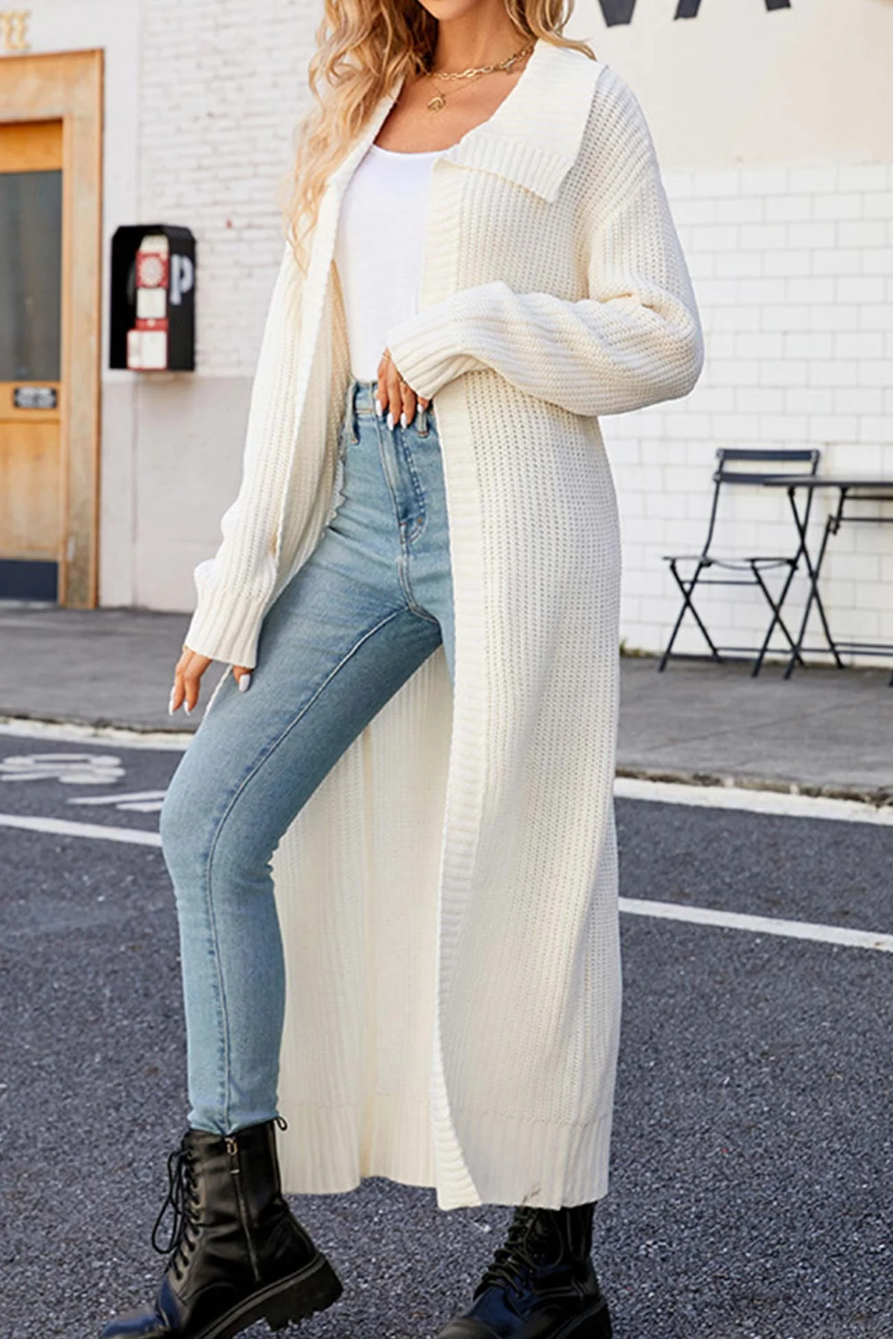 Ilona | Rib-knit cardigan with lapels and open front - Image 2