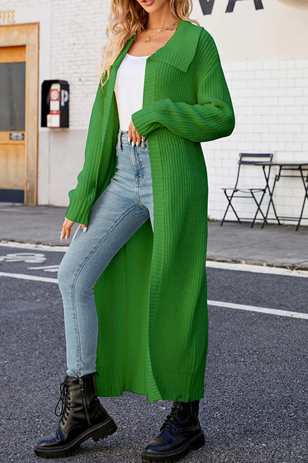 Ilona | Rib-knit cardigan with lapels and open front - Image 5