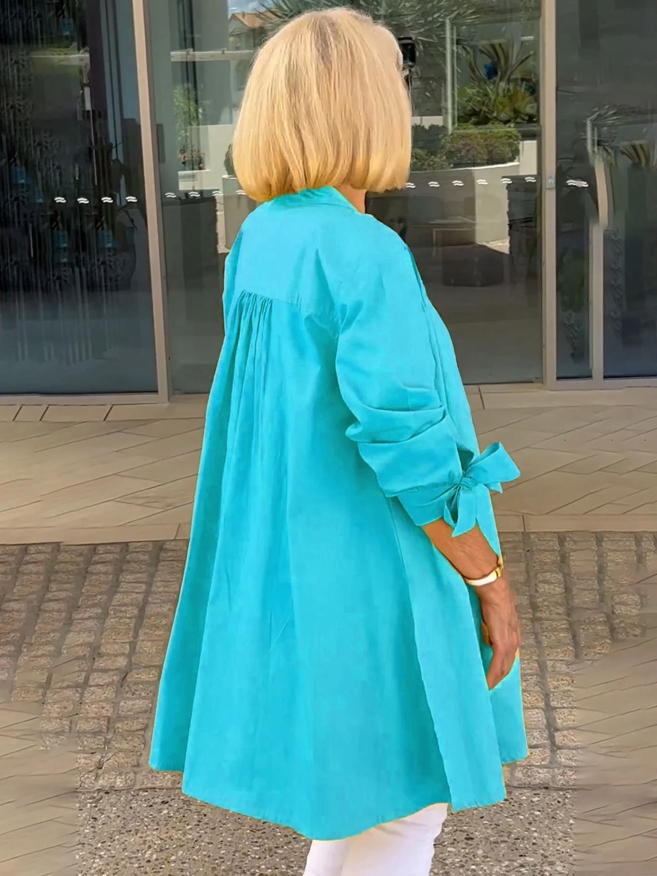 Imelda | Long, simple cotton shirt - Image 16