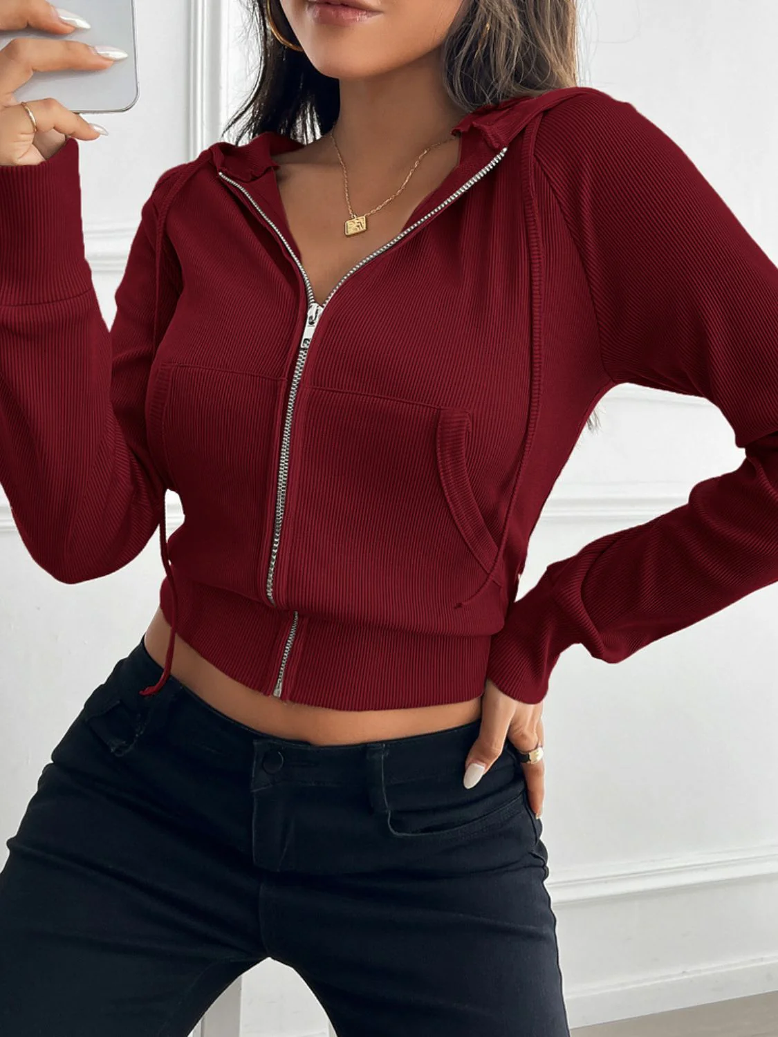 Inés | Long sleeve outerwear with hood and zip fastening - Image 18
