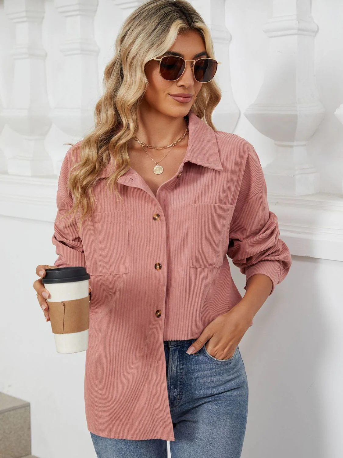 Ines | Long-sleeved outerwear with a button placket and dropped shoulders - Image 23