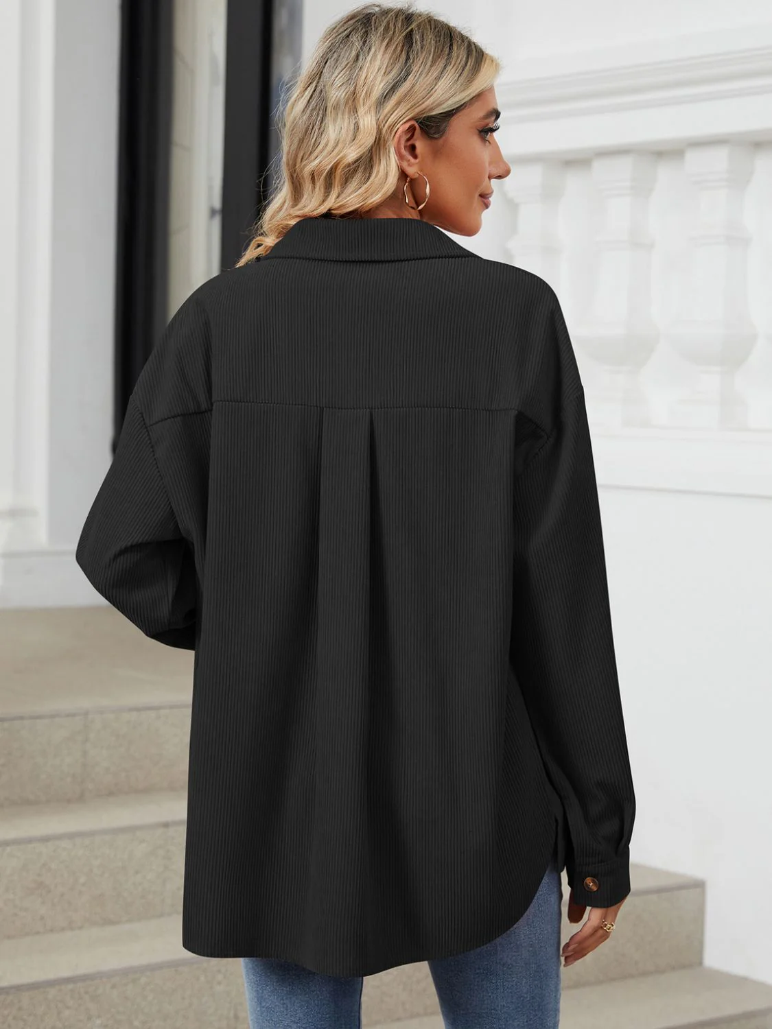 Ines | Long-sleeved outerwear with a button placket and dropped shoulders - Image 34