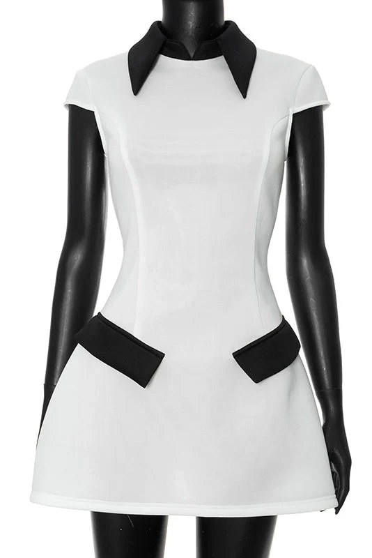 Inés® | Polyester Cap Sleeve Mini Dress With Contrasting Colour - Image 5