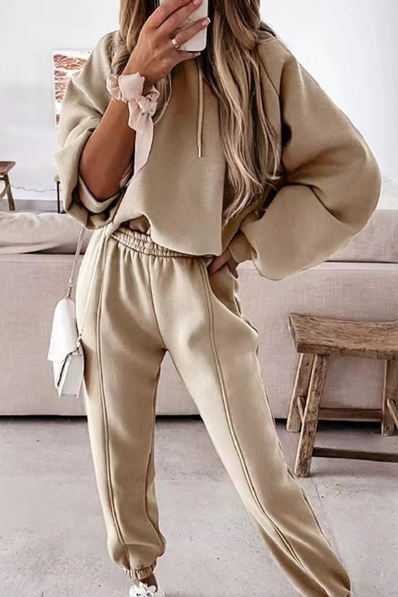 Inés | Solid color crop hoodie suits - Image 11