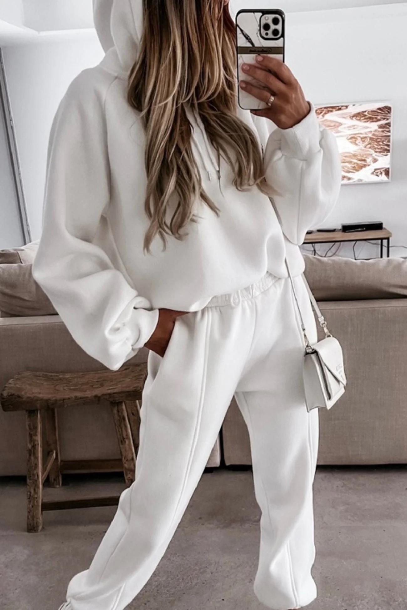 Inés | Solid color crop hoodie suits - Image 6
