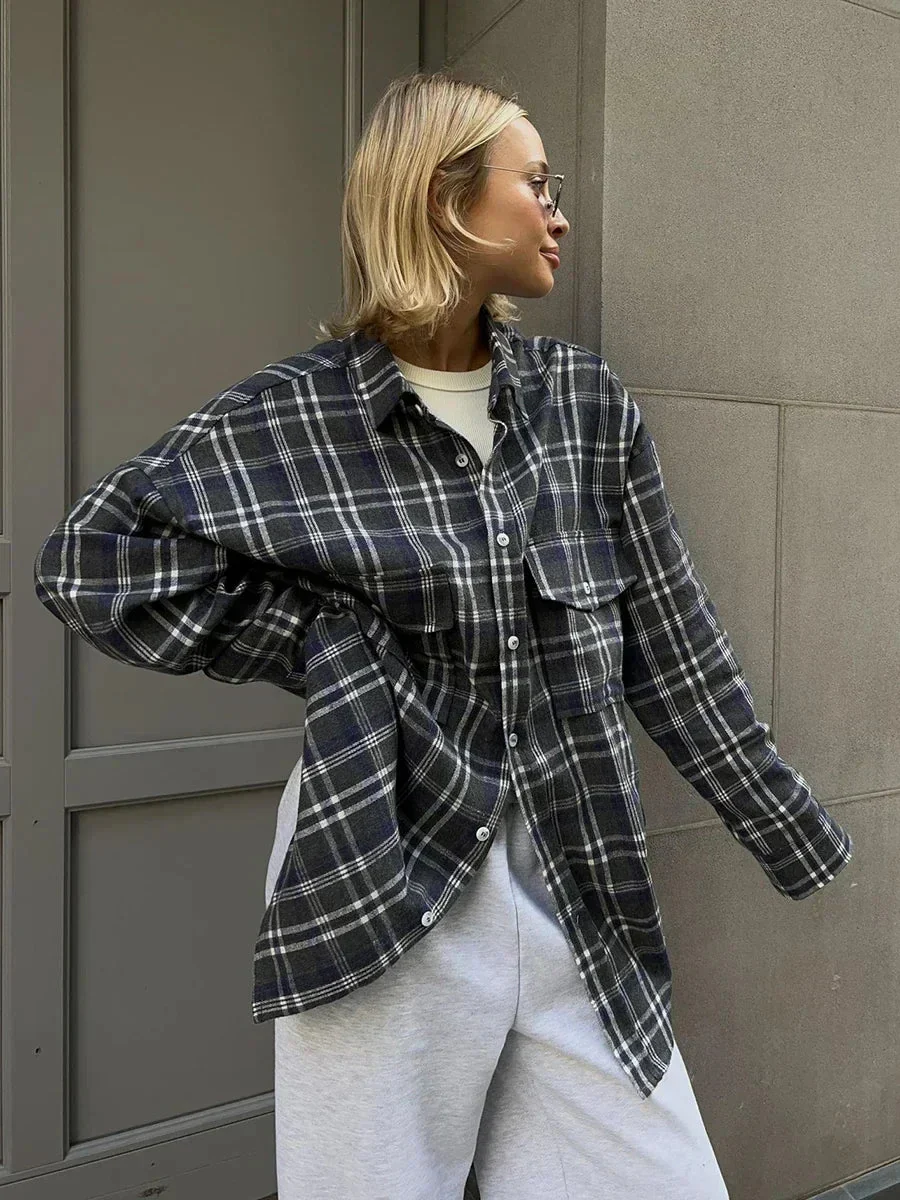 Inés® | Vintage loose checked blouse - Image 2