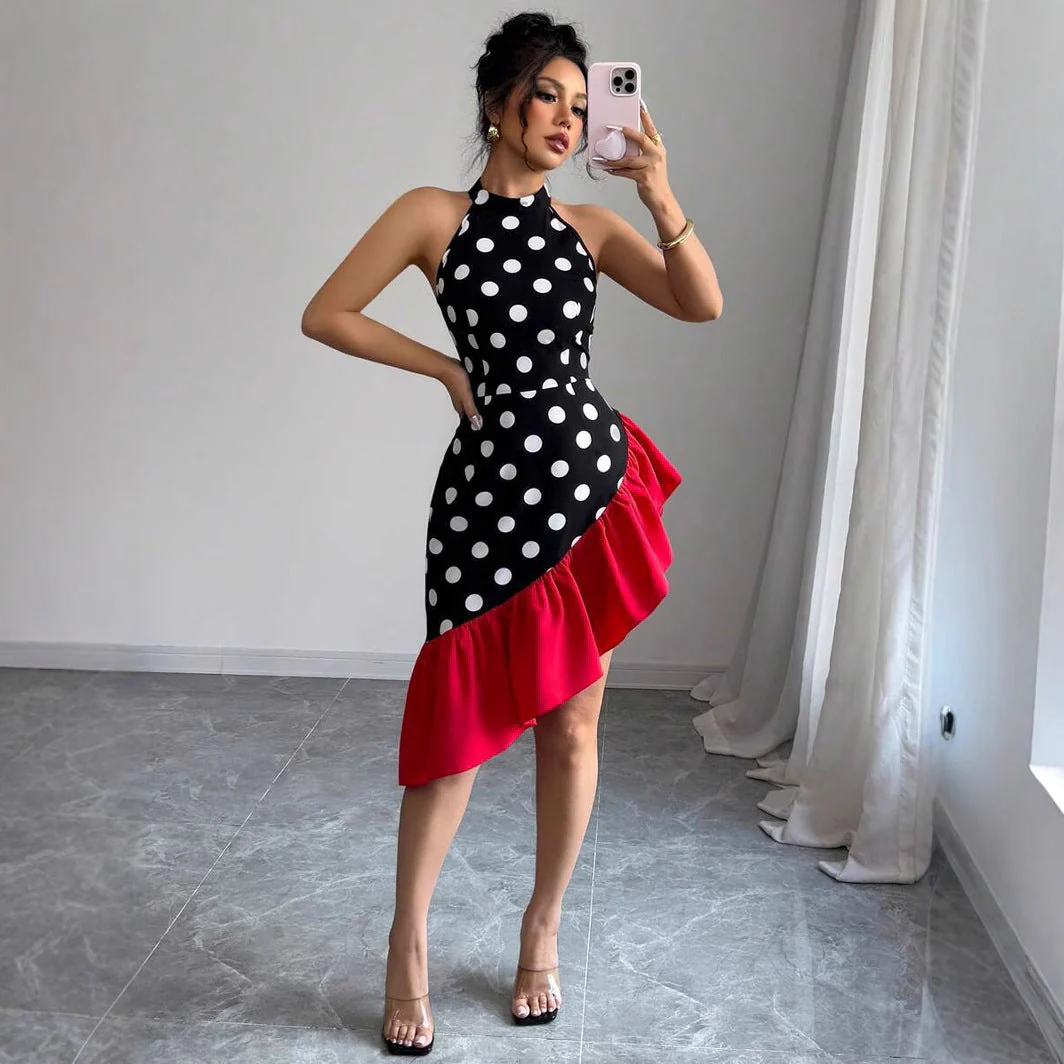 Inés® | Women'S Asymmetric Wrap Dress With Dots And Ruffle Details - Image 4