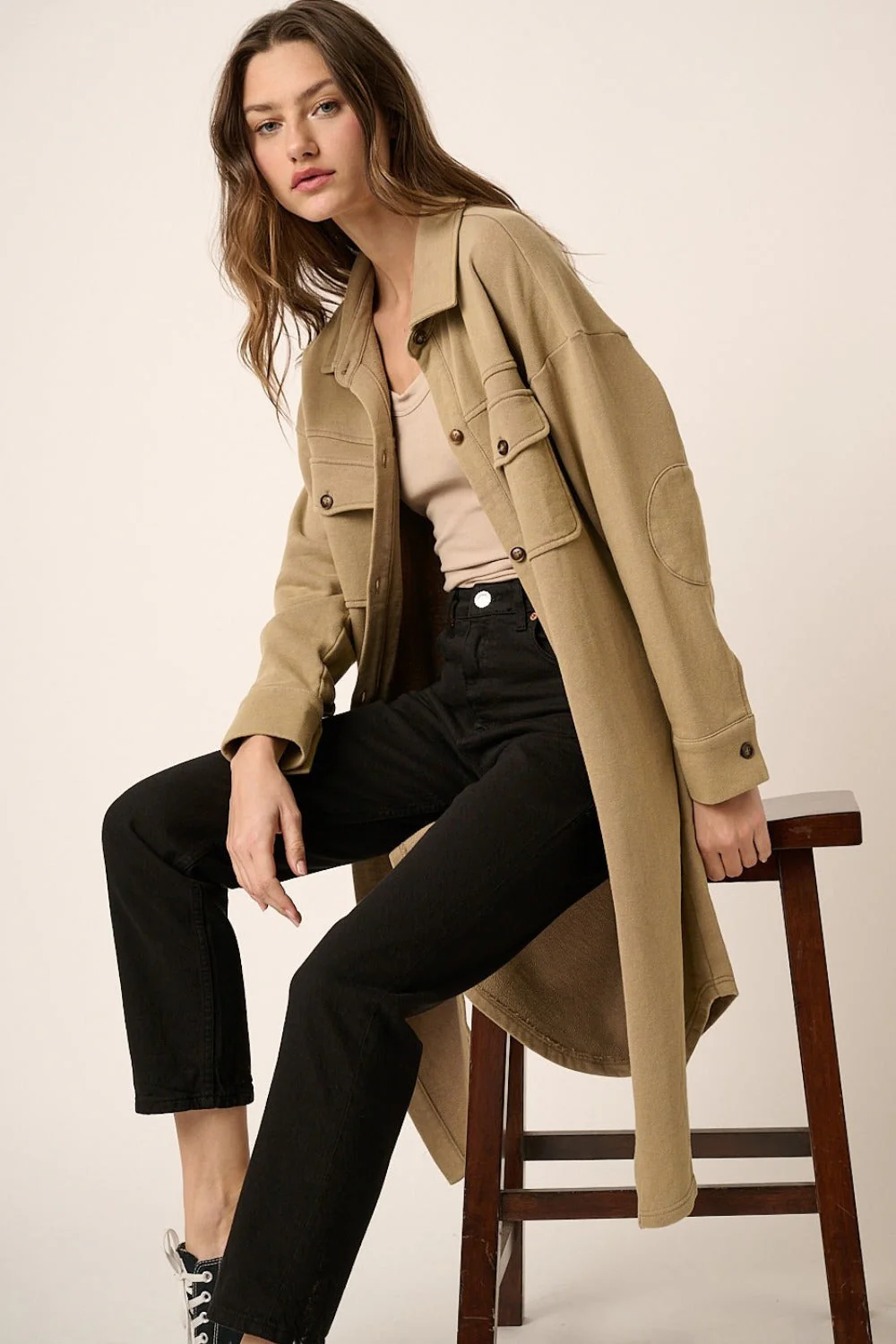 Inga | Mittoshop Acid Wash French Terry Longline Jacket