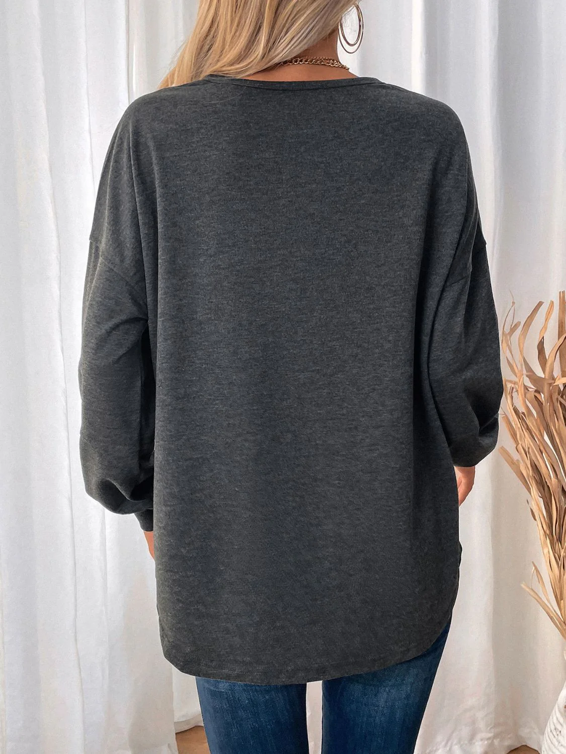 Ingrid | Perfee long sleeve crew neck sweatshirt with pockets - Image 2