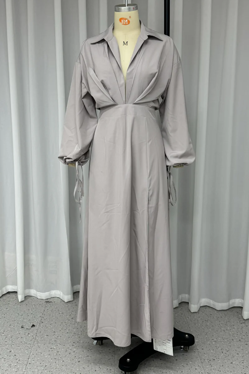 Ingrid | Sexy street dresses with backless slit, V-neck and one-tier skirt - Image 3
