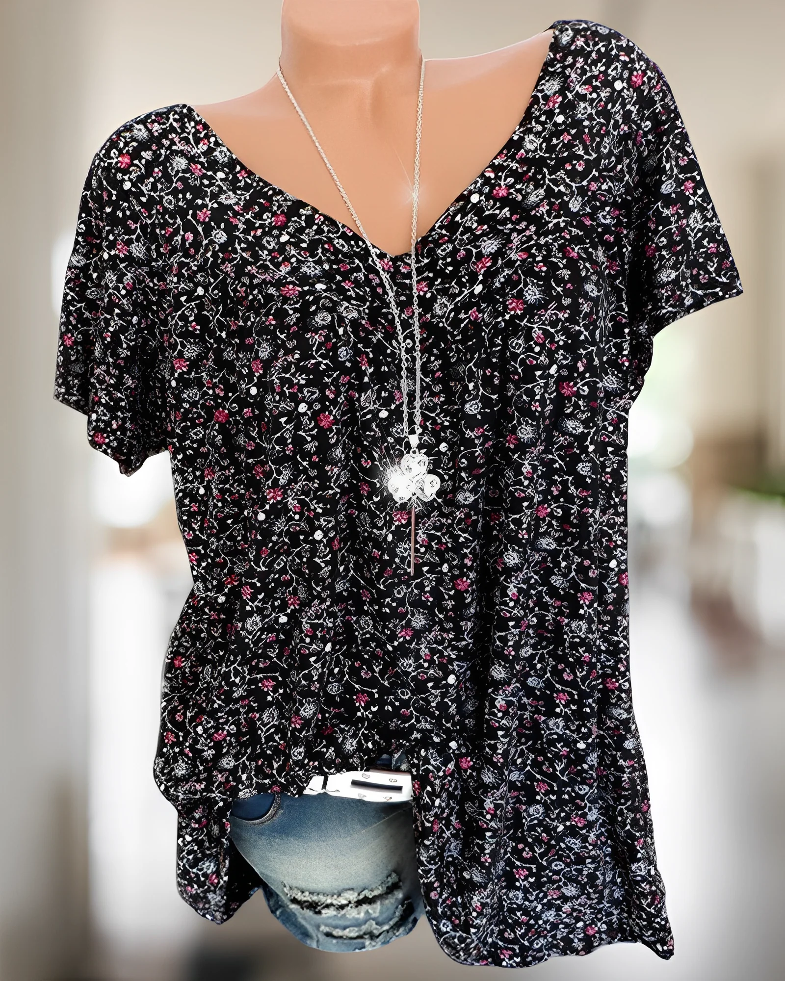 Ingrid® | V-Neck Loose Short Sleeve Casual T-Shirt