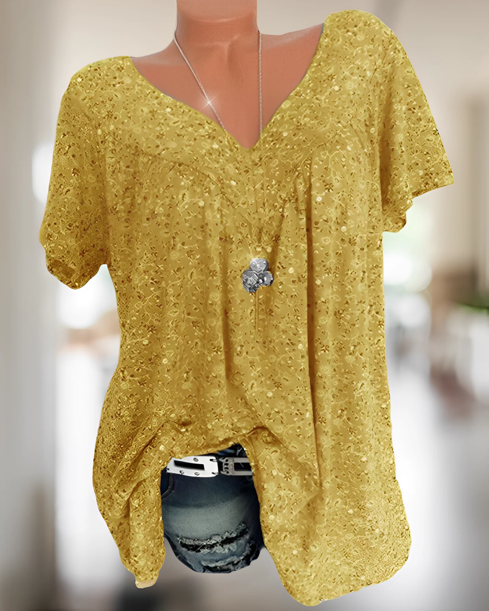 Ingrid® | V-Neck Loose Short Sleeve Casual T-Shirt - Image 5