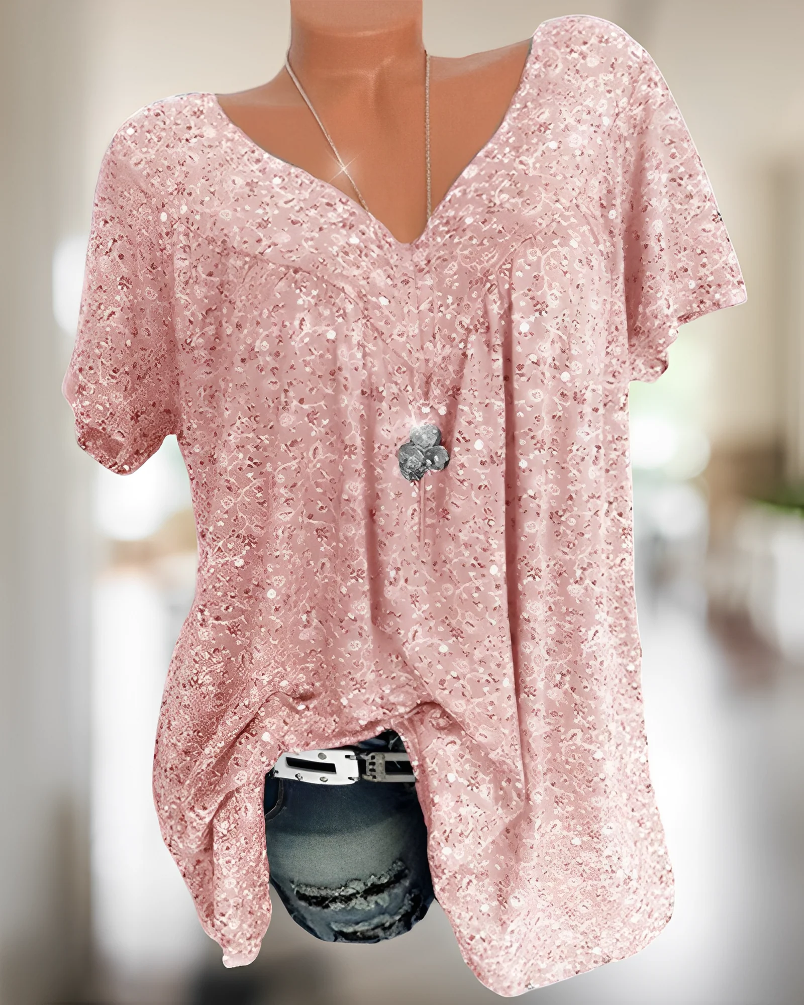 Ingrid® | V-Neck Loose Short Sleeve Casual T-Shirt - Image 6